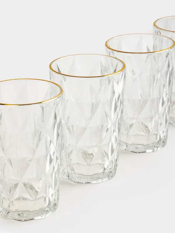 Стакан, 13 см, 340 мл, 6 шт, стекло Р, с золотистым кантом, Rhomb gold, image-2