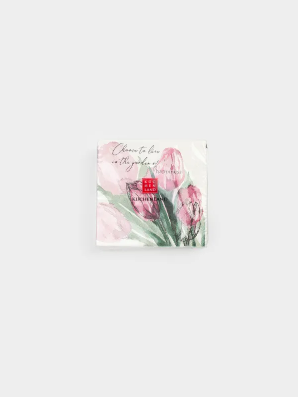 Салфетки бумажные, 21х21 см, 20 шт, Tulip garden, image-4