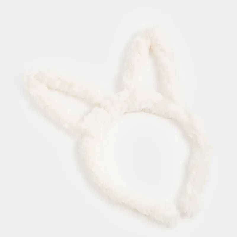 Ободок карнавальный, 13х15 см, детский, искусственный мех/пластик, молочный, Ушки, Rabbit, image-3