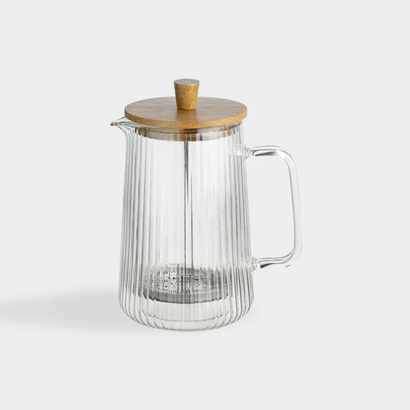 Френч-пресс, 1 л, стекло Б/сталь/дерево, Air ribby