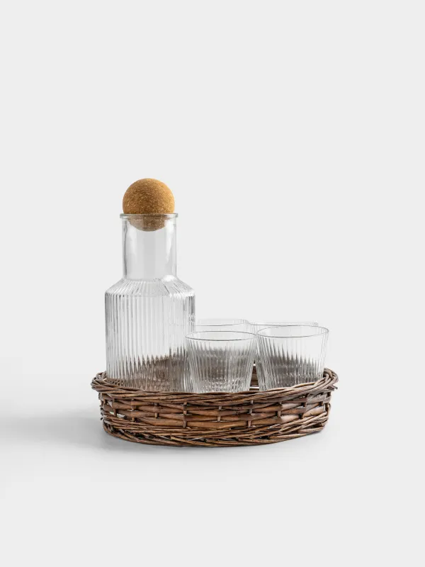 Набор для напитков, 4 перс, 5 пр, на подставке, стекло/плетень/пробка, Шар, Globe, image-0