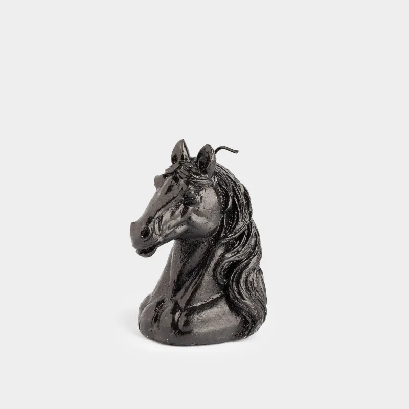 Свеча, 7x10 см, с блестками, черная, Лошадь, Horse black