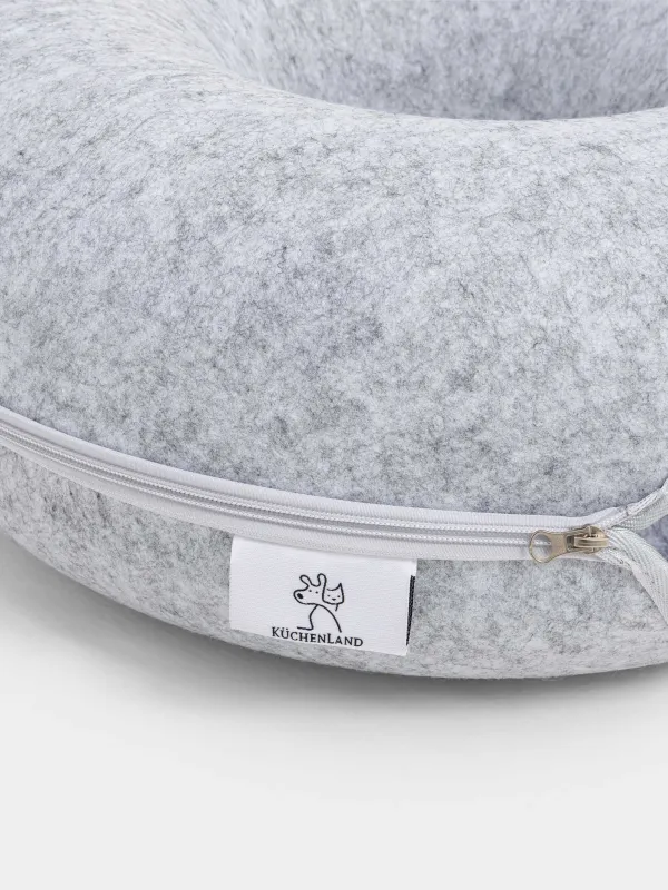 Лежак-домик для кошек, 50х50х20 см, фетр, круглый, серый, Favorite pet, image-2