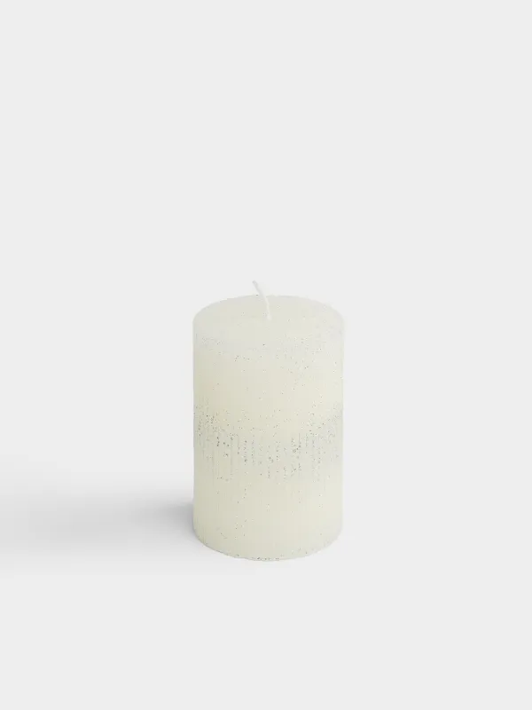 Свеча, 7x10 см, цилиндрическая, с блестками, Ribbed candle, image-0