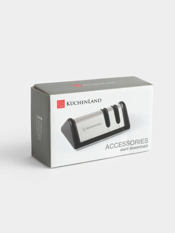 Точило для ножей, 10 см, два этапа заточки, пластик/сталь, черное, ромб, Accessories, image-4