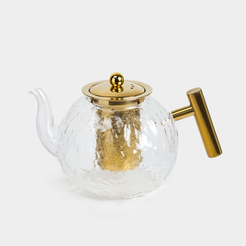 Чайник заварочный, 1,3 л, стекло Б/сталь, золотистый, Glacial gold