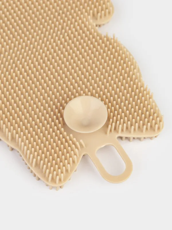 Губка для мытья посуды, 14х9 см, силикон, бежевая, Кот, Manny, image-4