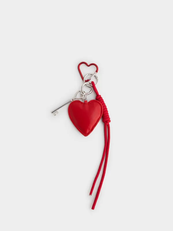 Брелок, 8 см, полиэстер/полиуретан/металл, красный, Сердце, Keychain heart, image-0