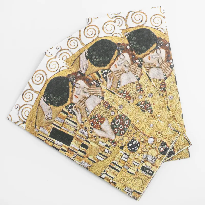 Салфетки бумажные, 33х33 см, 20 шт, прямоугольные, Поцелуй, Климт, Art поцелуй, image-1