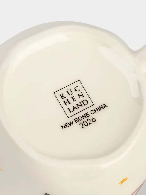 Кружка, 350 мл, фарфор N, бело-зеленая, Новогодний микс, Christmas, image-4