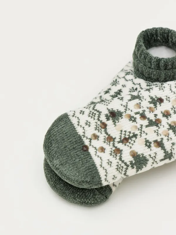 Носки домашние, бело-зеленые, Hot winter, image-2