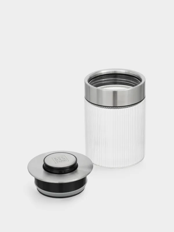 Банка для сыпучих продуктов, 700 мл, с вакуумной крышкой, стекло Б/сталь, Ribby steel, image-3