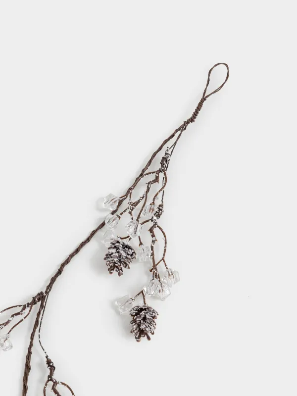 Ветка-гирлянда декоративная, 1,2 м, пластик/металл, Шишки с кристаллами, Crystal sparkle, image-3