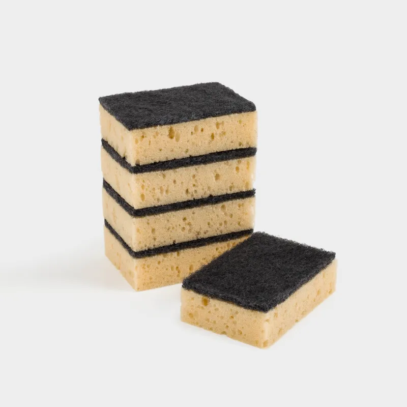 Губка для мытья посуды, 10х7 см, 5 шт, поролон/абразив, черно-бежевая, Black clean