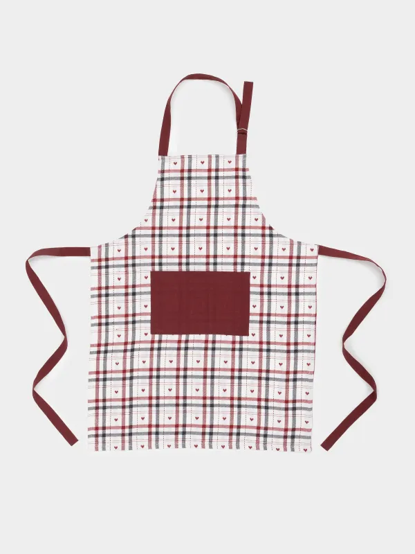 Фартук, 65х85 см, хлопок, молочный, Клетка, Hazel heart, image-0