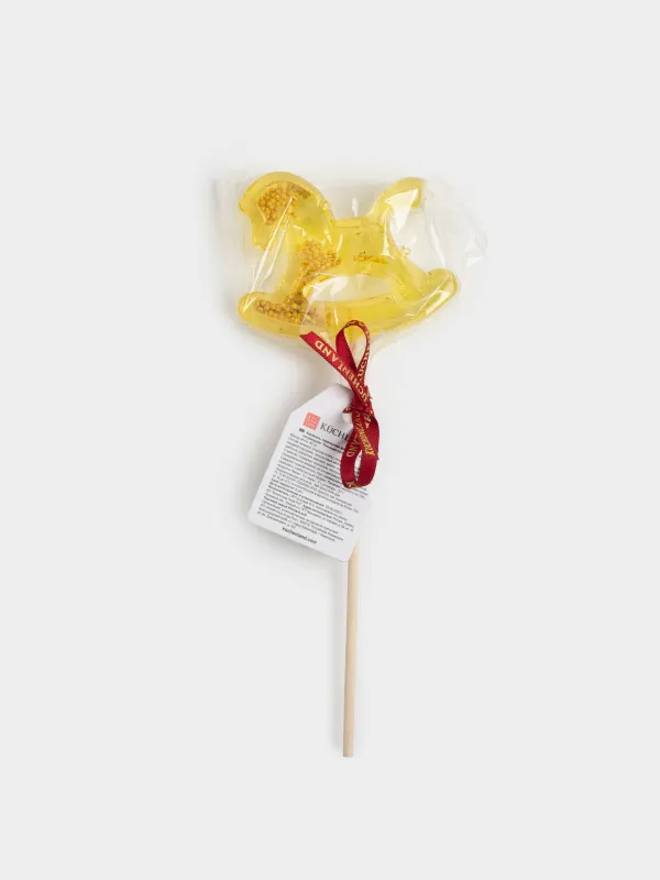 Леденец, 40 гр, погремушка, на палочке, изомальт, желтый, Лошадка-качалка, Sweet life, image-4