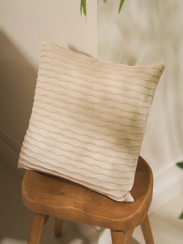 Подушка декоративная, 43х43 см, вельвет, молочно-серебристая, Волны, Abstract, image-3