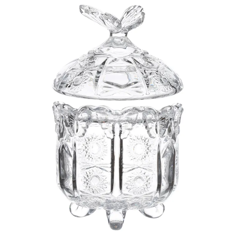 Конфетница, 10х14 см, с крышкой, стекло Р, Бабочка, Butterfly, image-1