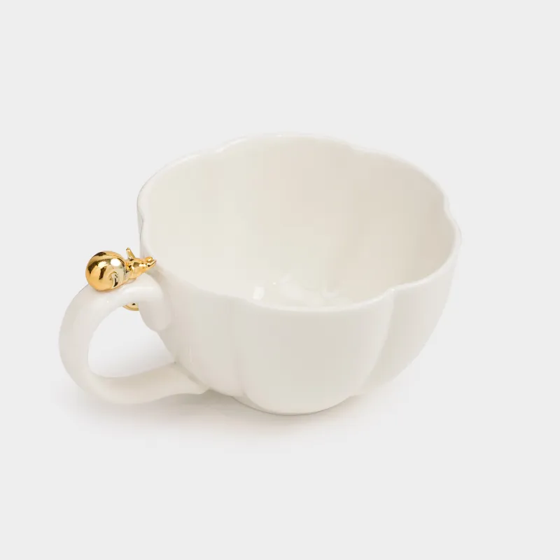 Кружка, 450 мл, фарфор P, молочно-золотистая, Улитки, Tale garden, image-1