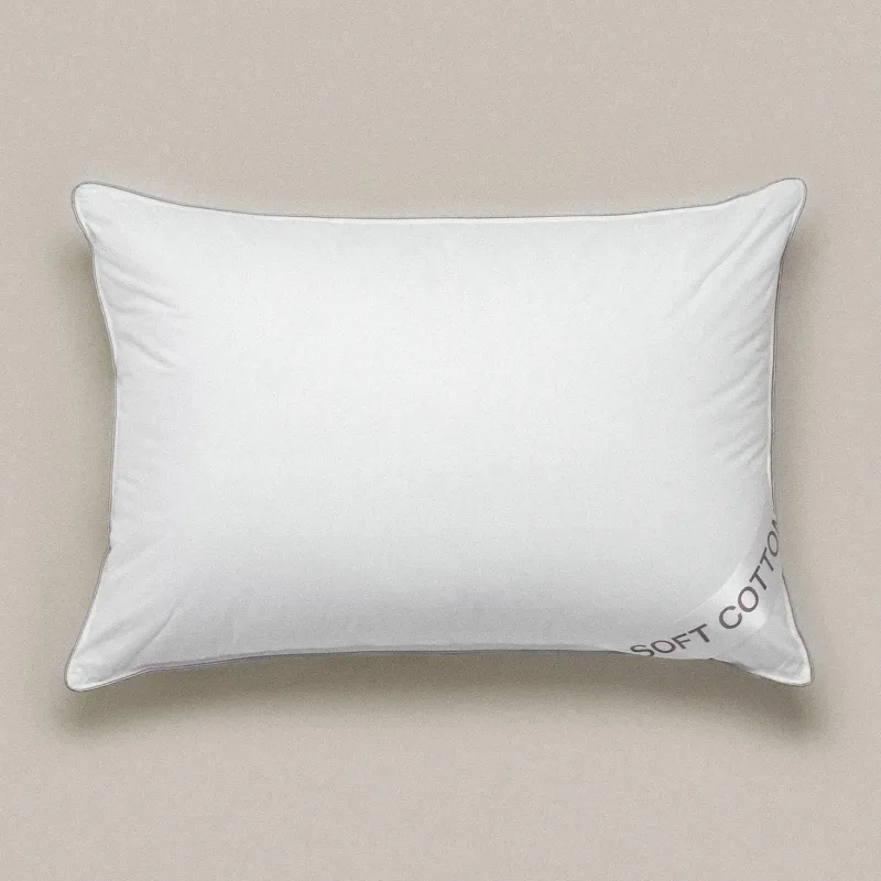 Подушка, 50х70 см, хлопок/микрофибра, белая, с серебристым кантом, Soft cotton