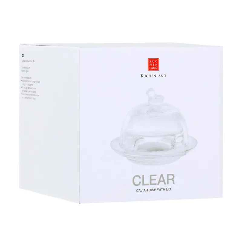 Икорница, 9 см, с крышкой, стекло, Птичка, Clear, image-2