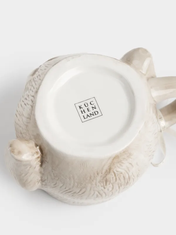 Кружка, 470 мл, керамика D, бежевая, Кролик в цветочном венке, Rabbit in narcis, image-4