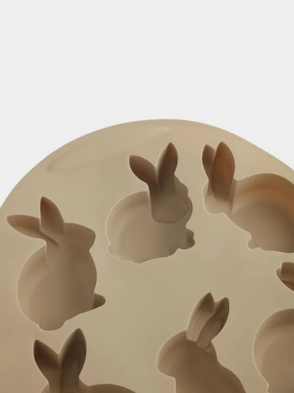 Форма для выпечки кексов, 29х24 см, 6 отд, силикон, бежевая, Кролики, Bakery, image-3