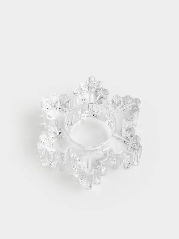 Подсвечник, 11x4 см, для чайной свечи, стекло, Снежинка, Snowfall, image-2