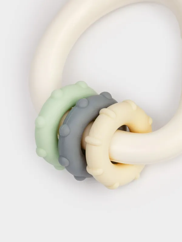 Игрушка-прорезыватель, 3 подвески, на кольце, силикон/пластик, бежевая, Kiddy, image-4