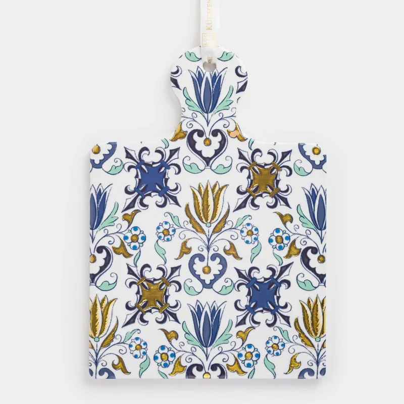 Подставка под горячее, 17х24 см, с ручкой, керамика/пробка, Кинцуги, Revival