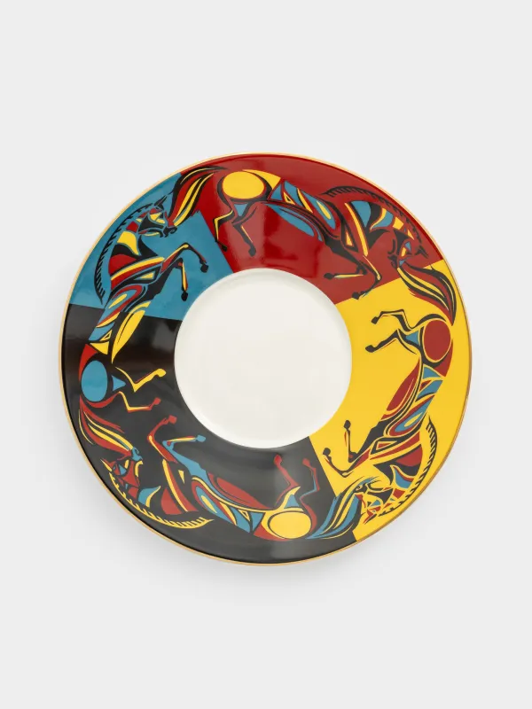 Пара чайная, 1 перс, 2 пр, 300 мл, фарфор P, золотистая, Кони, Horse art, image-4