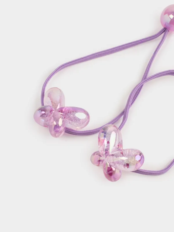 Резинка для волос, 9 см, 2 шт, акрил/полиэстер, лиловая, Бабочка, Gracile, image-1