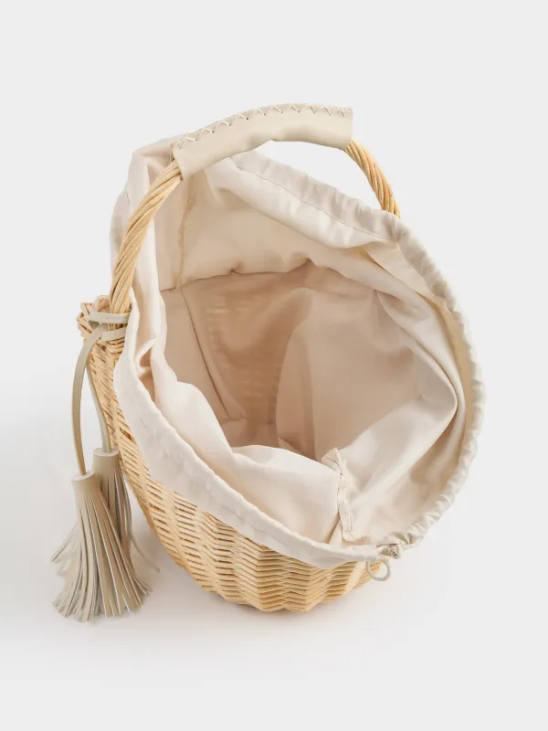 Корзина-сумка, 32 см, ива/полиэстер, бежевая, Beige style, image-5