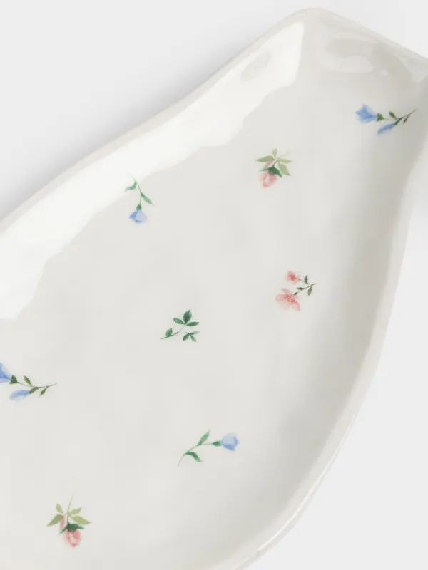 Подставка под ложку, 20 см, керамика D, молочная, Нежные цветы, El flora, image-2