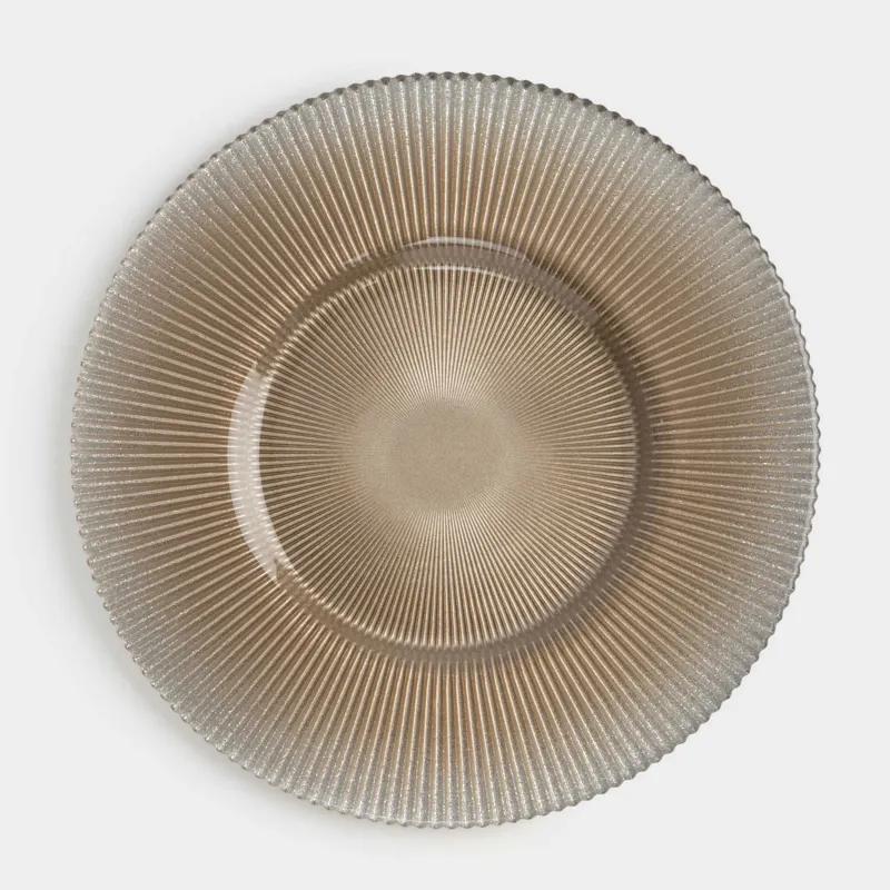 Тарелка обеденная, 28 см, стекло Р, золотистая, Ribby color