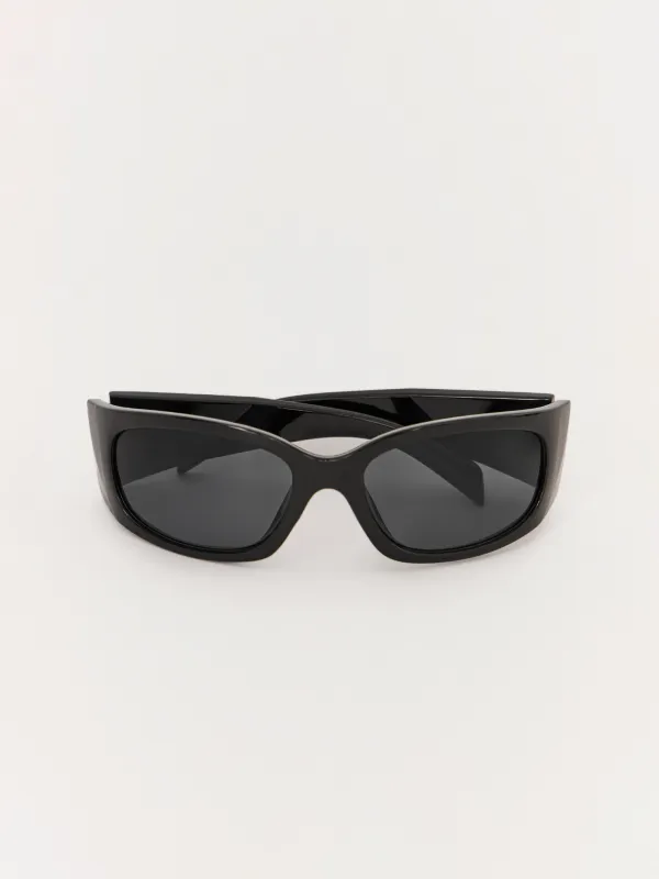 Очки солнцезащитные, пластик, прямоугольные, черные, Nifty, image-0