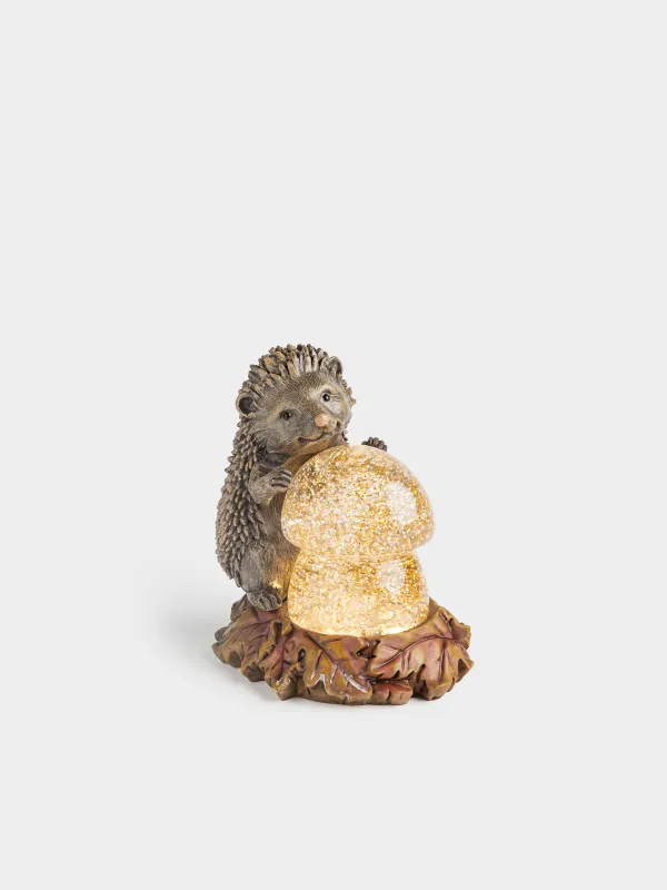 Снежный фонарь, 16 см, с подсветкой, Еж с грибом, Hedgehog, image-0
