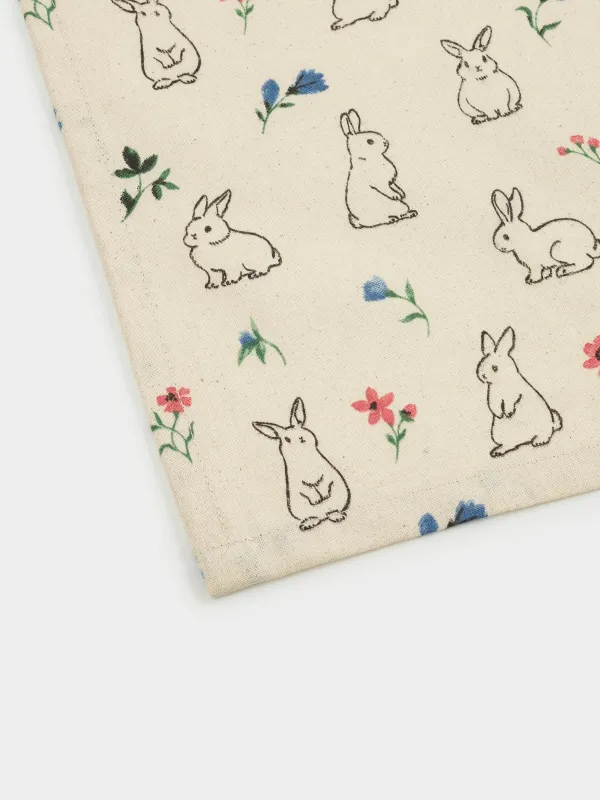 Фартук, 70х80 см, хлопок, молочный, Кролики и цветы, El flora rabbit, image-1