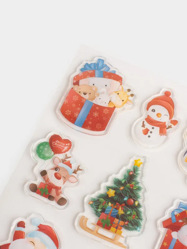 Набор наклеек, 15х20 см, многоразовые, термопластик, Елка, Christmas decal, image-4