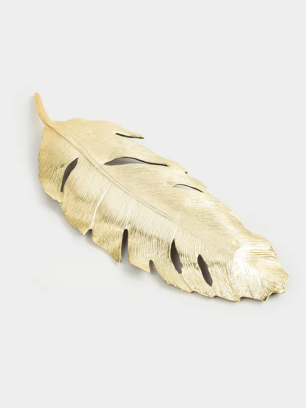 Блюдо декоративное, 45х15 см, металл, зелено-золотистое, Тропический лист, Tropical, image-6