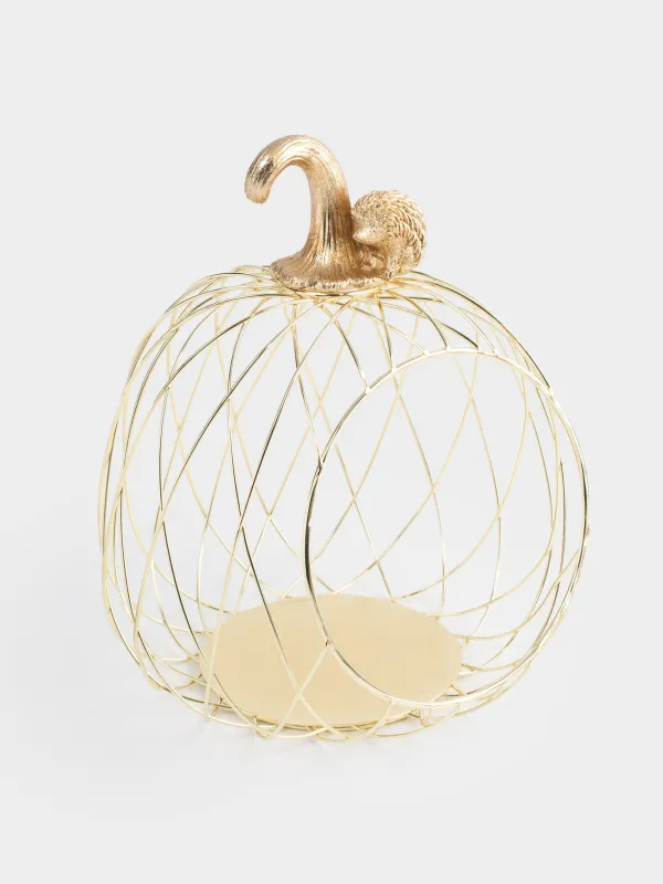 Корзина для фруктов, 24х24x26 см, металл/полирезин, золотистая, Тыква, Twist gold, image-1