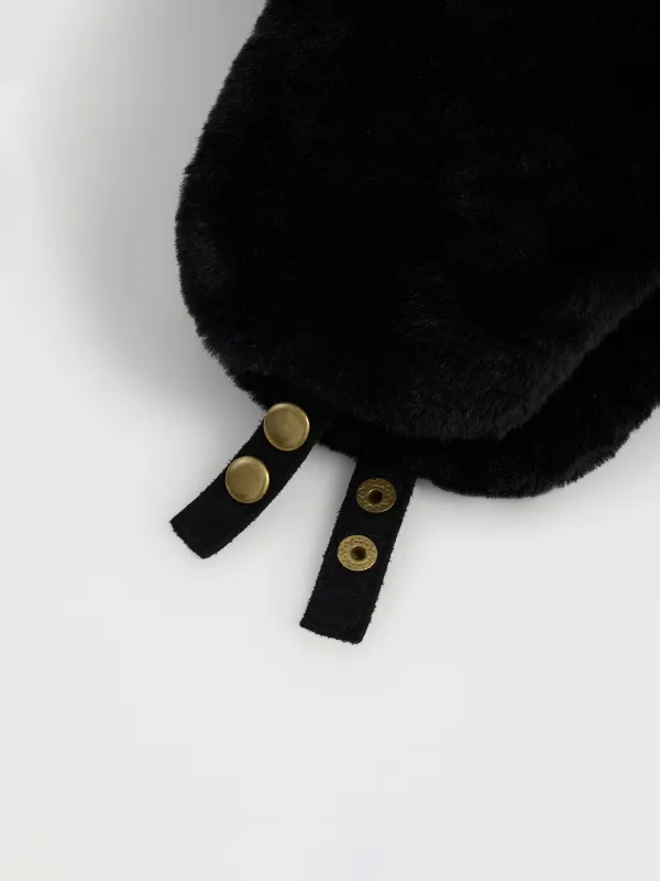 Шапка-ушанка женская, единый размер, искусственный мех, черная, Furry, image-7