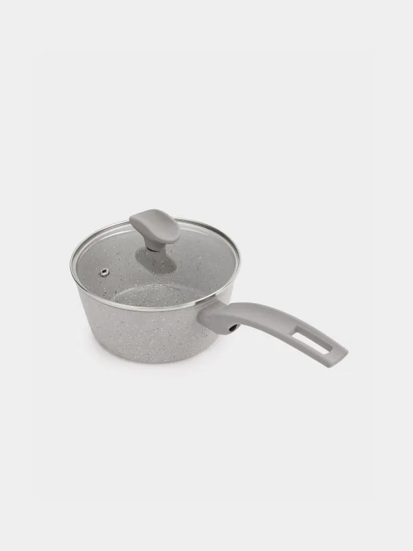 Ковш, 16 см, 1,3 л, с крышкой, с покрытием, алюминий, бежево-серый, Decision, image-2