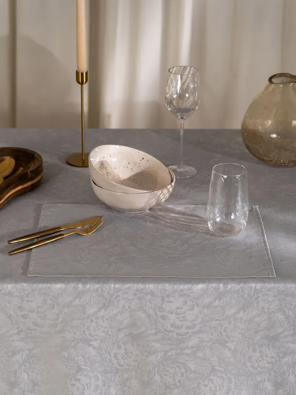 Салфетка под приборы, 30х45 см, жаккард, полиэстер, прямоугольная, серая, Шишки, Spruce cones, image-5