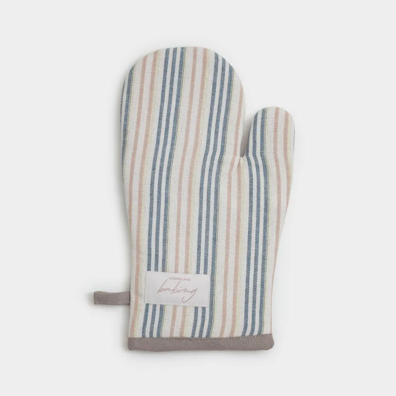 Прихватка-варежка, 18х30 см, хлопок, молочная, Полосы, Stripes kitchen