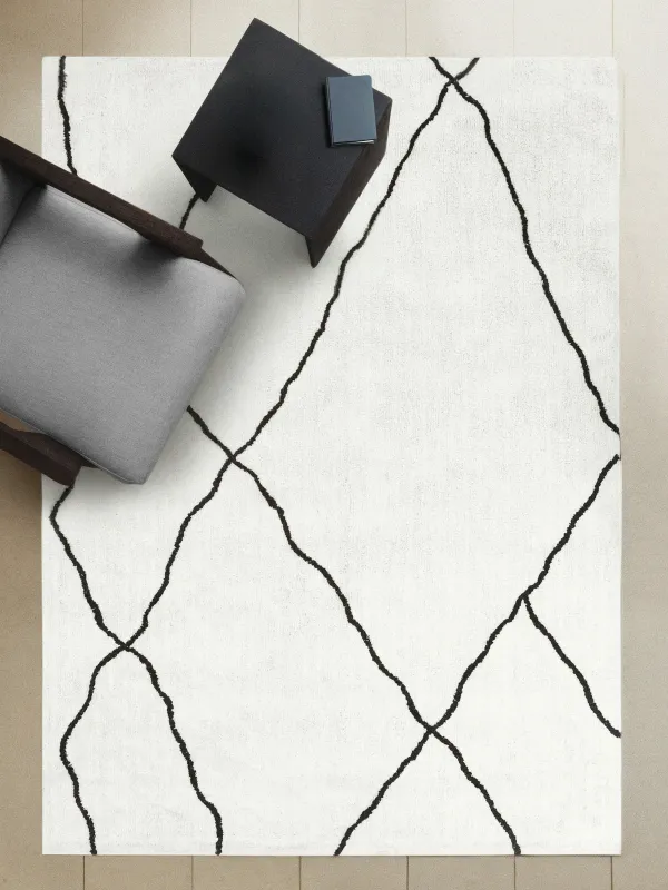 Ковер, 150х210 см, хлопок, молочный, Линии, Rhombic, image-6