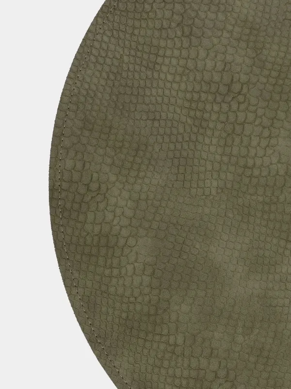 Салфетка под приборы, 38 см, двусторонняя, ПВХ, круглая, коричневая/хаки, Змеиная чешуя, Rock, image-3