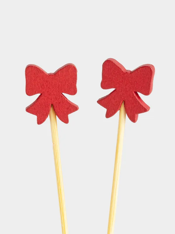 Шпажка для канапе, 9 см, 20 шт, бамбук, красная, Бант, Elegant details, image-2