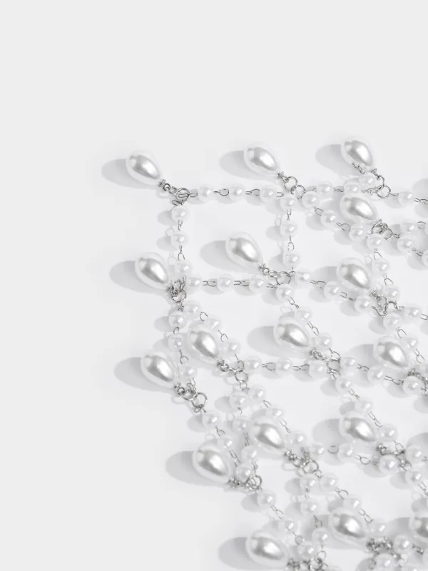 Ободок, 12х14 см, с подвесками, Жемчужная сетка, Pearl, image-3