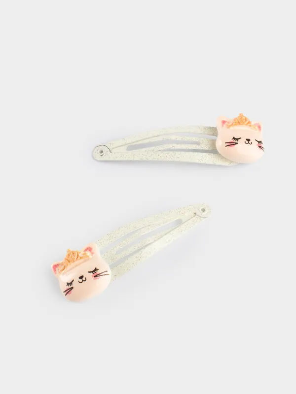 Заколка для волос, 2 шт, Кошка с короной, Cat, image-1